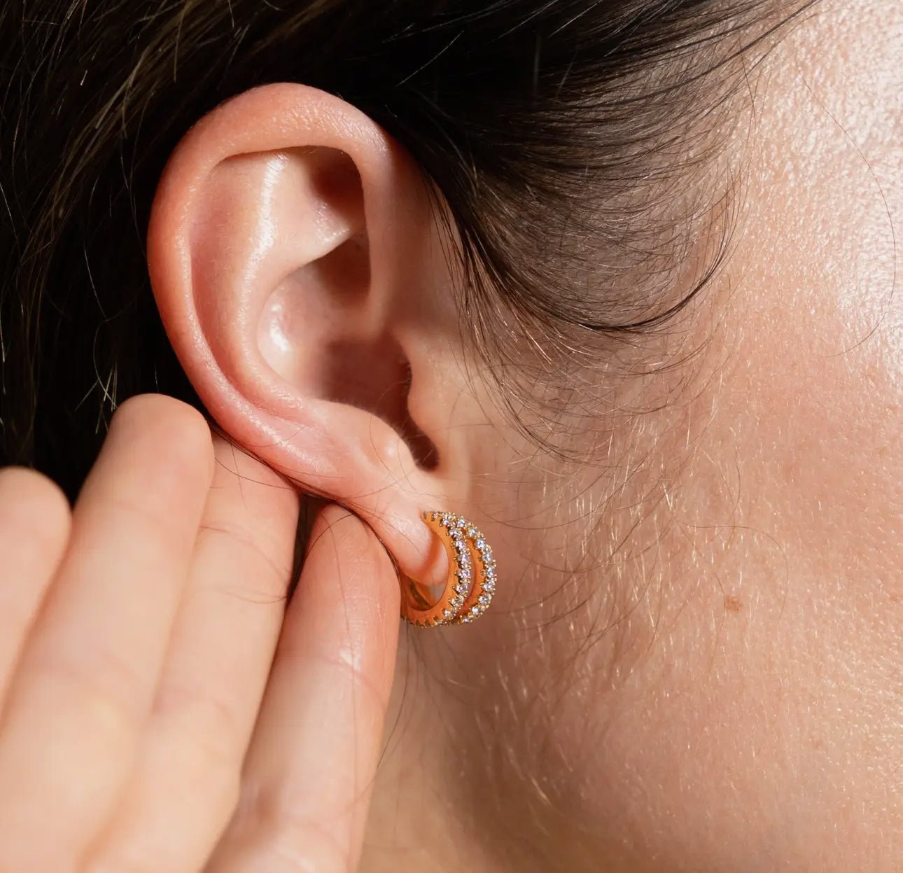 18k Gold Pave Shine Double Hoops - harris boulevard