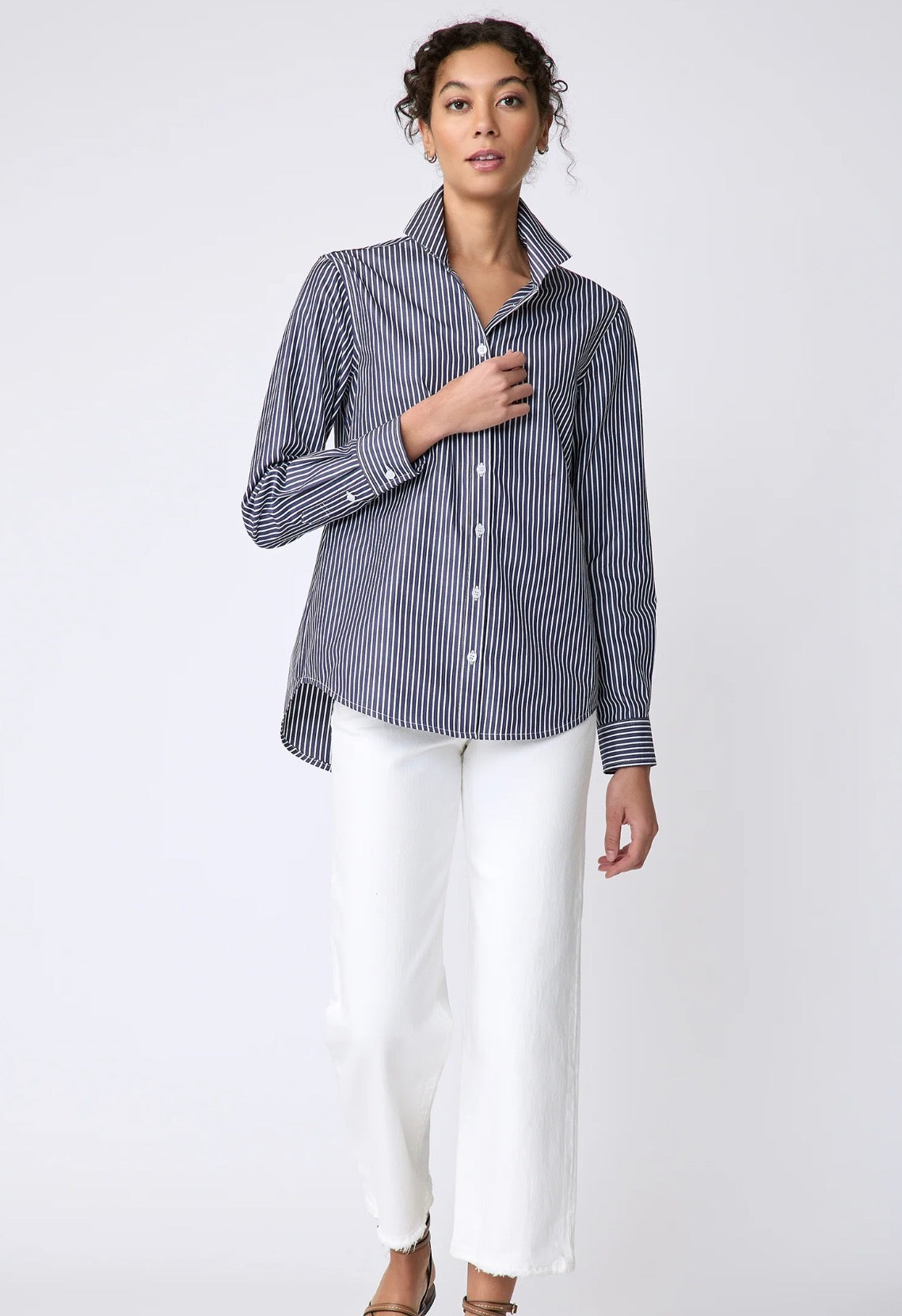 Ginna Box Pleat Shirt - Savoy Stripe