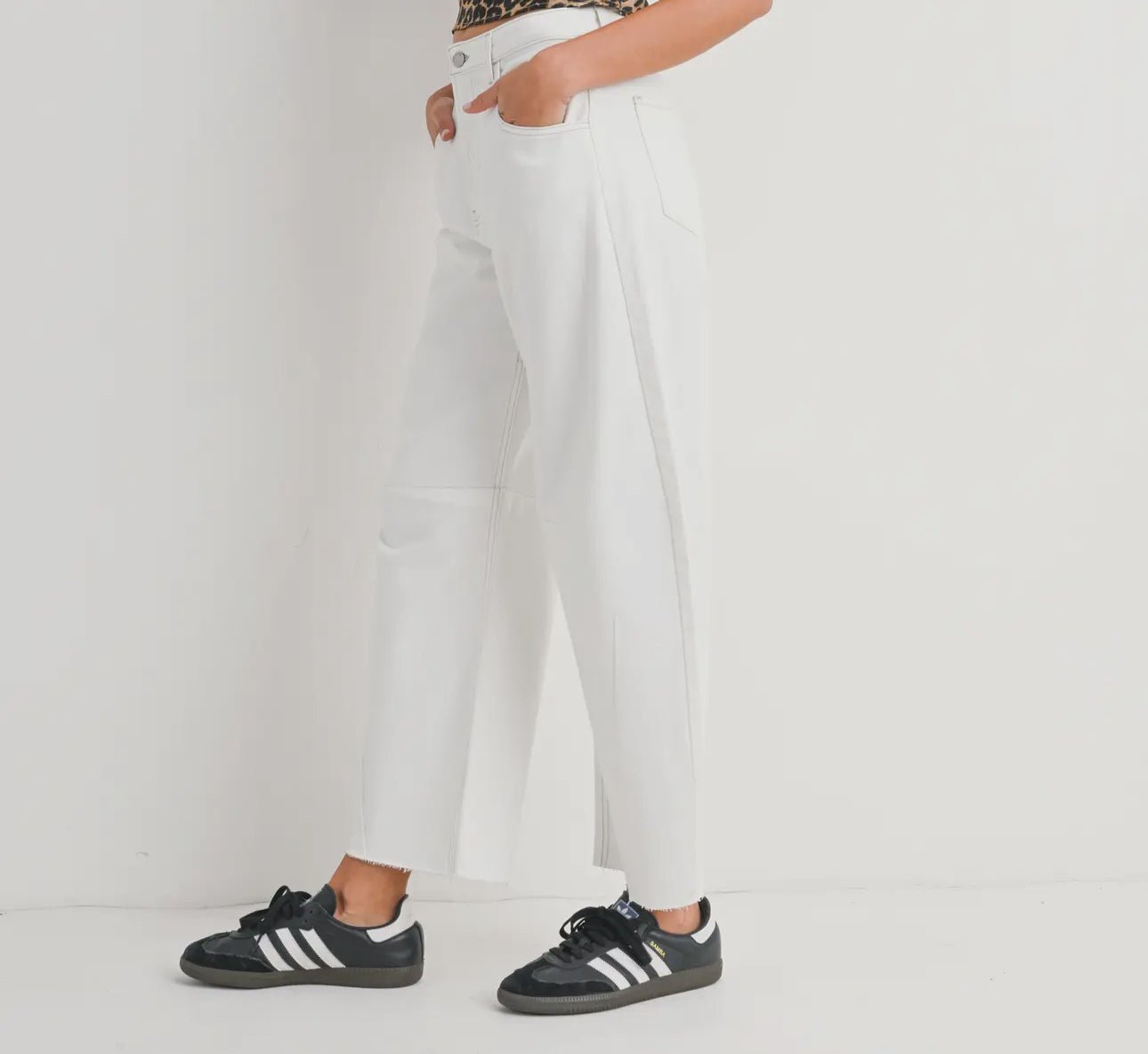 Barrel Jean - White - harris boulevard