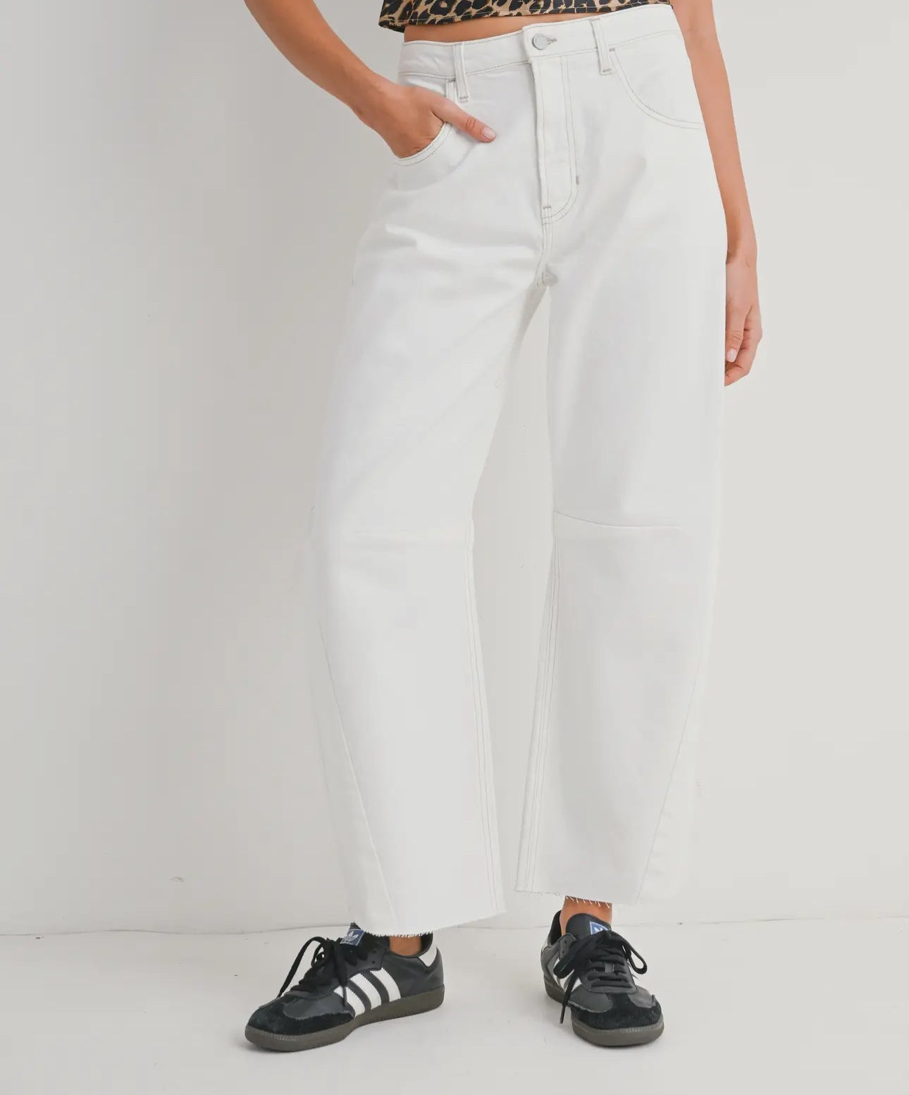 Barrel Jean - White - harris boulevard