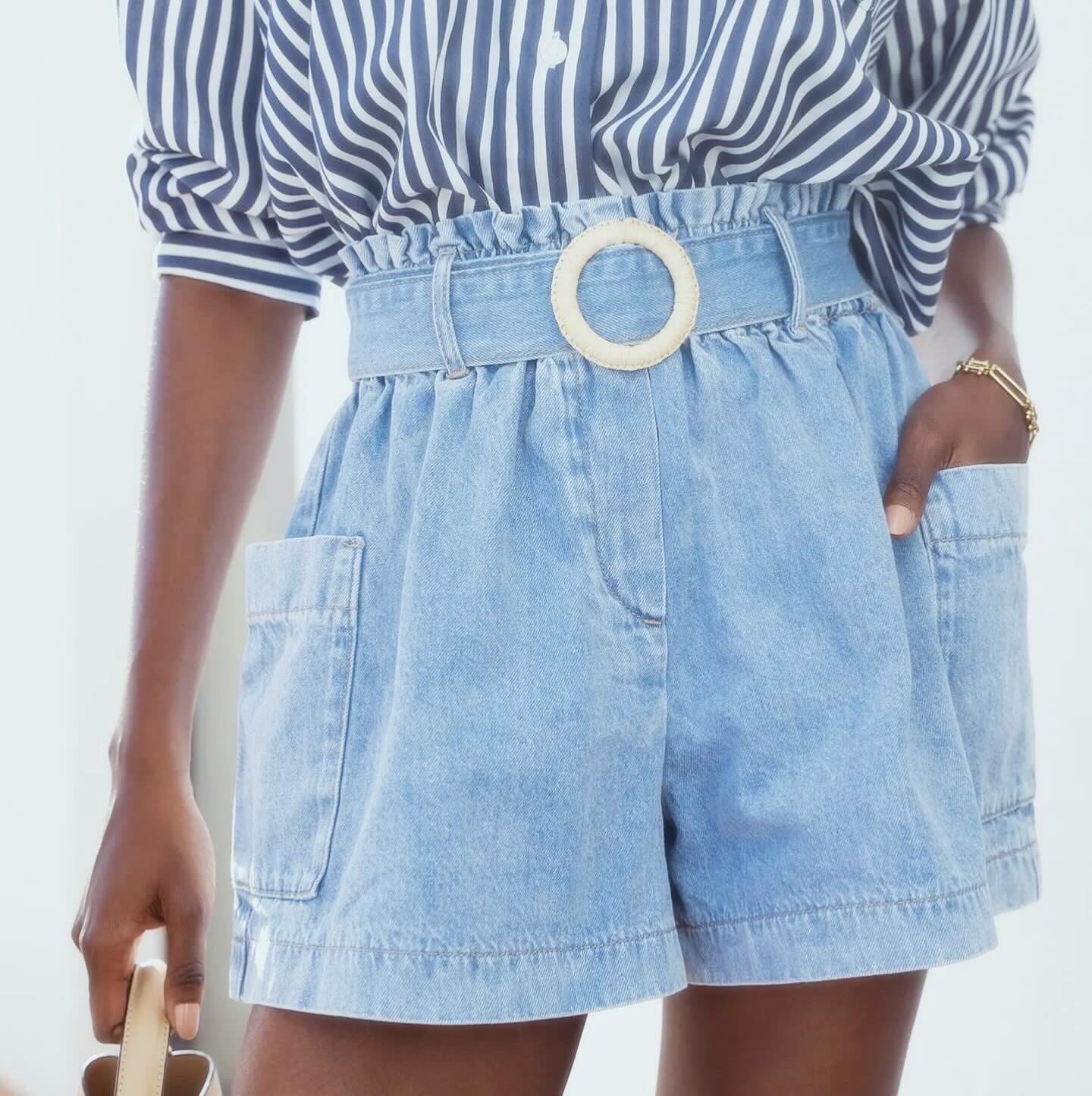 Belted Denim Shorts - Harris Boulevard