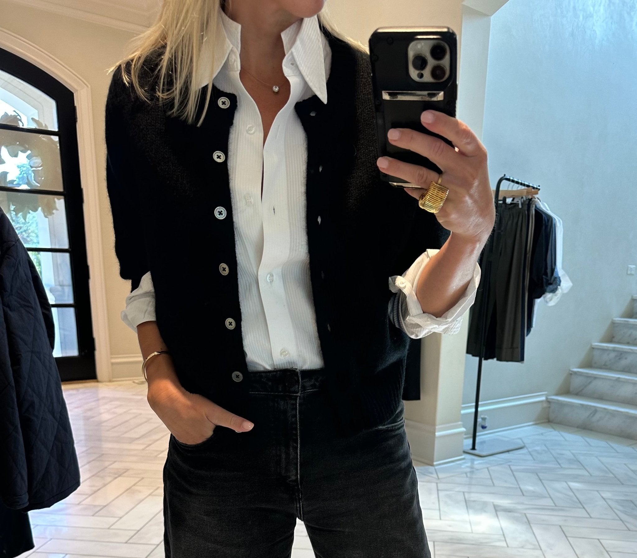 Black Cashmere Cardigan - harris boulevard