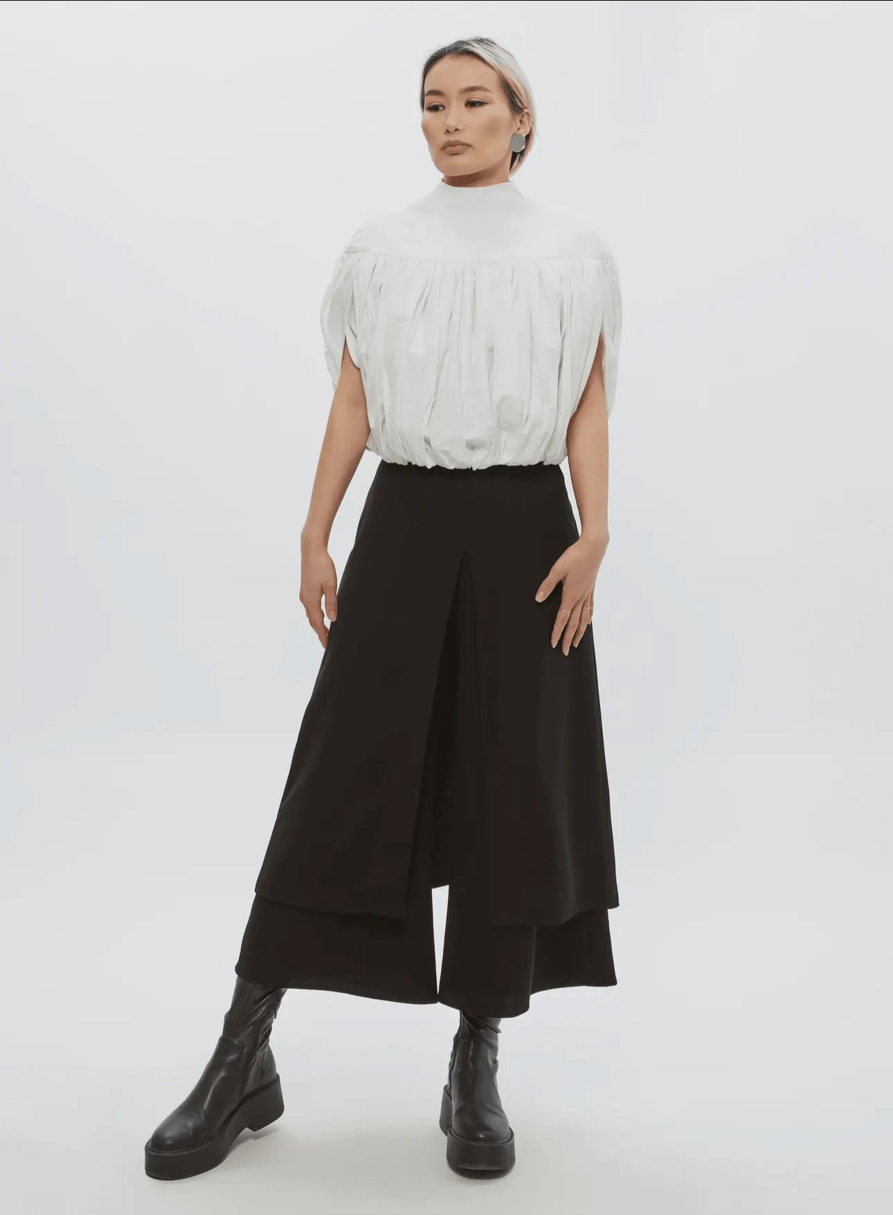 Black Crepe Skirt Trousers - harris boulevard