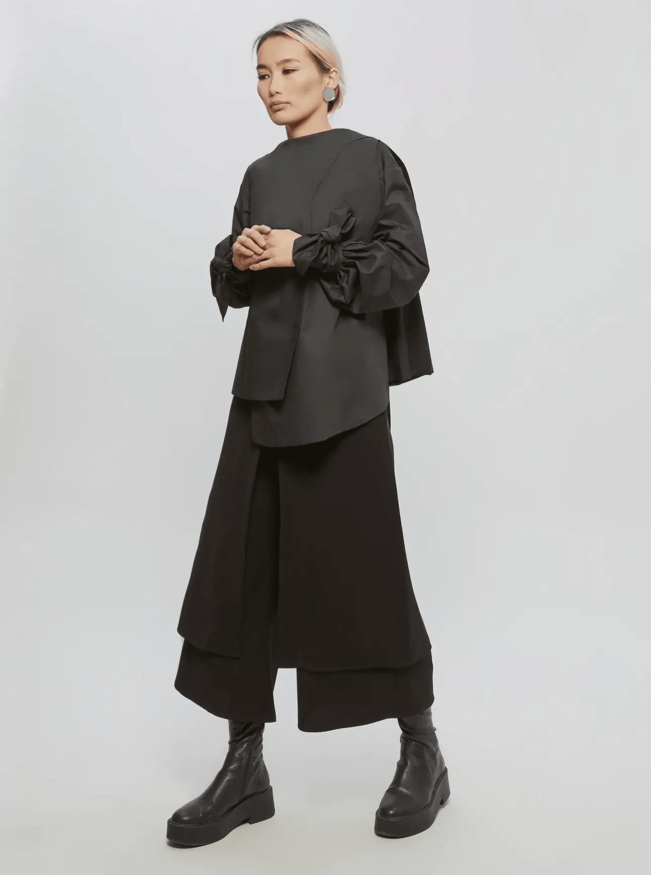 Black Crepe Skirt Trousers - harris boulevard