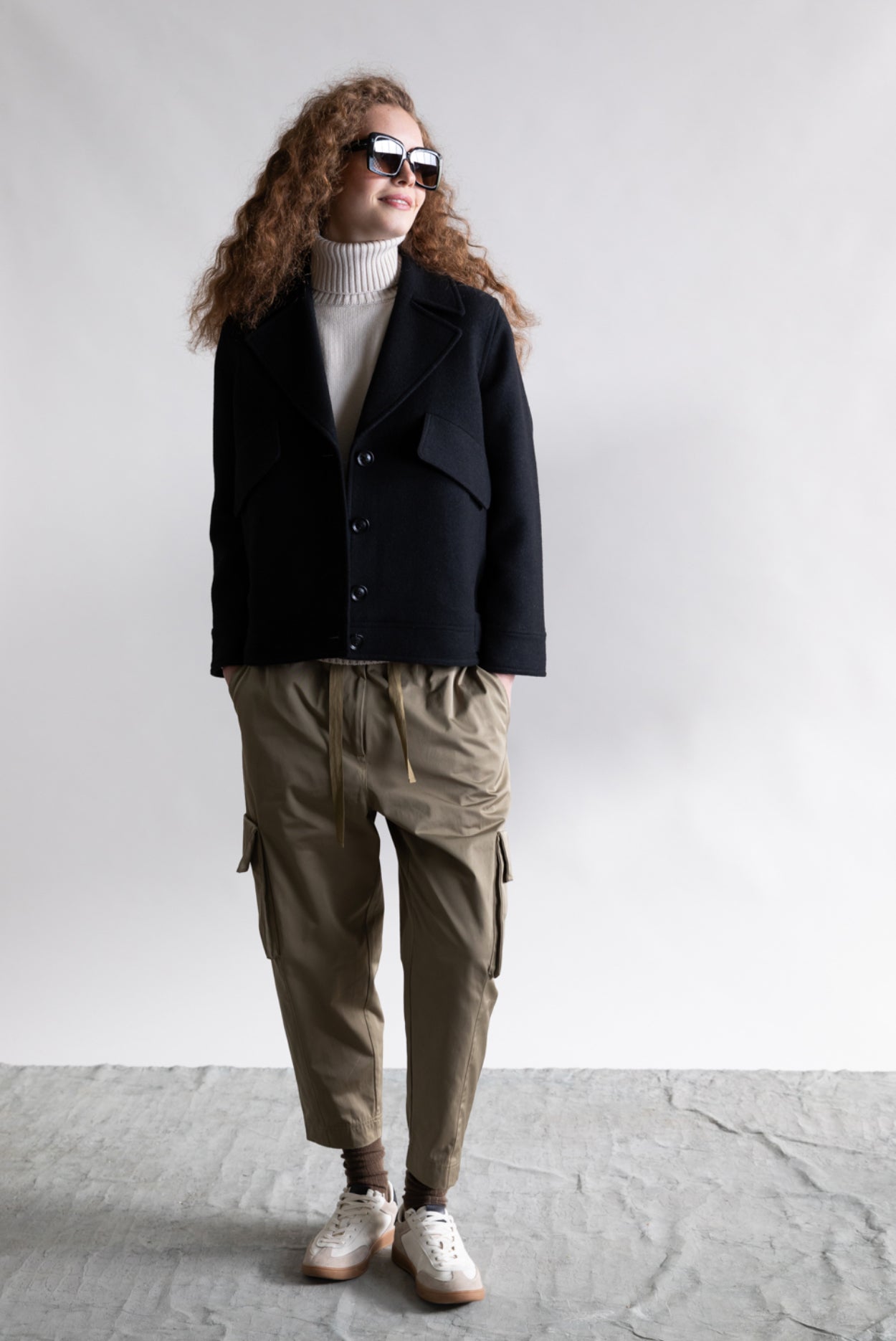 Black Modern Peacoat - harris boulevard