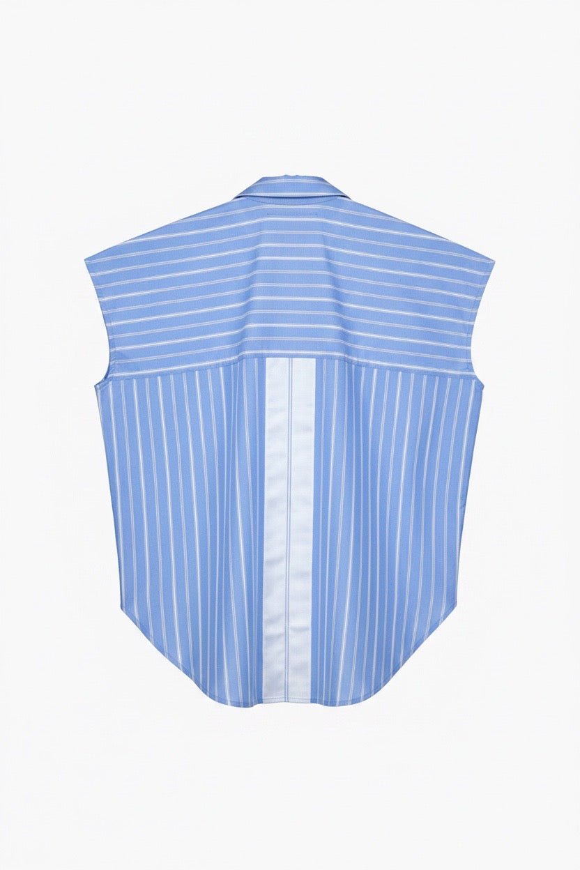 Blue Multi-Stripe Cap Sleeve Woven - harris boulevard