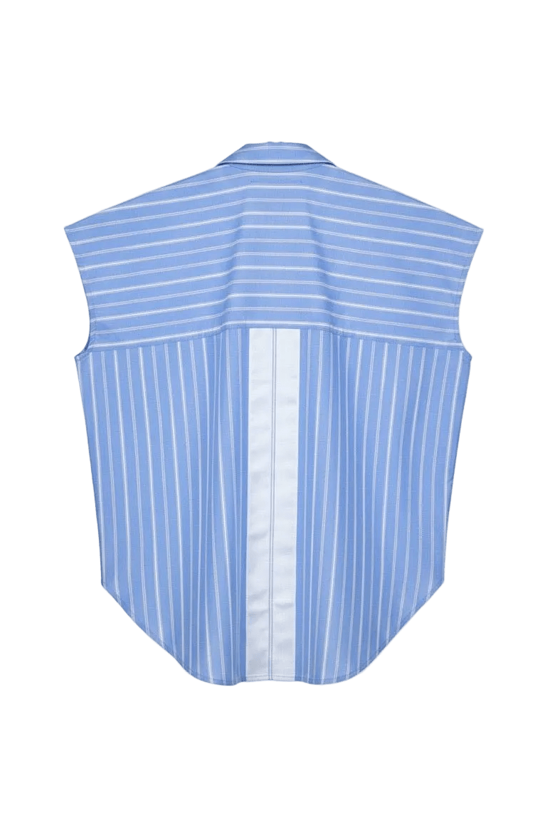 Blue Multi-Stripe Cap Sleeve Woven - harris boulevard
