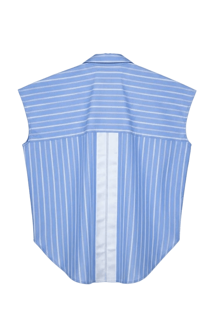 Blue Multi-Stripe Cap Sleeve Woven - harris boulevard
