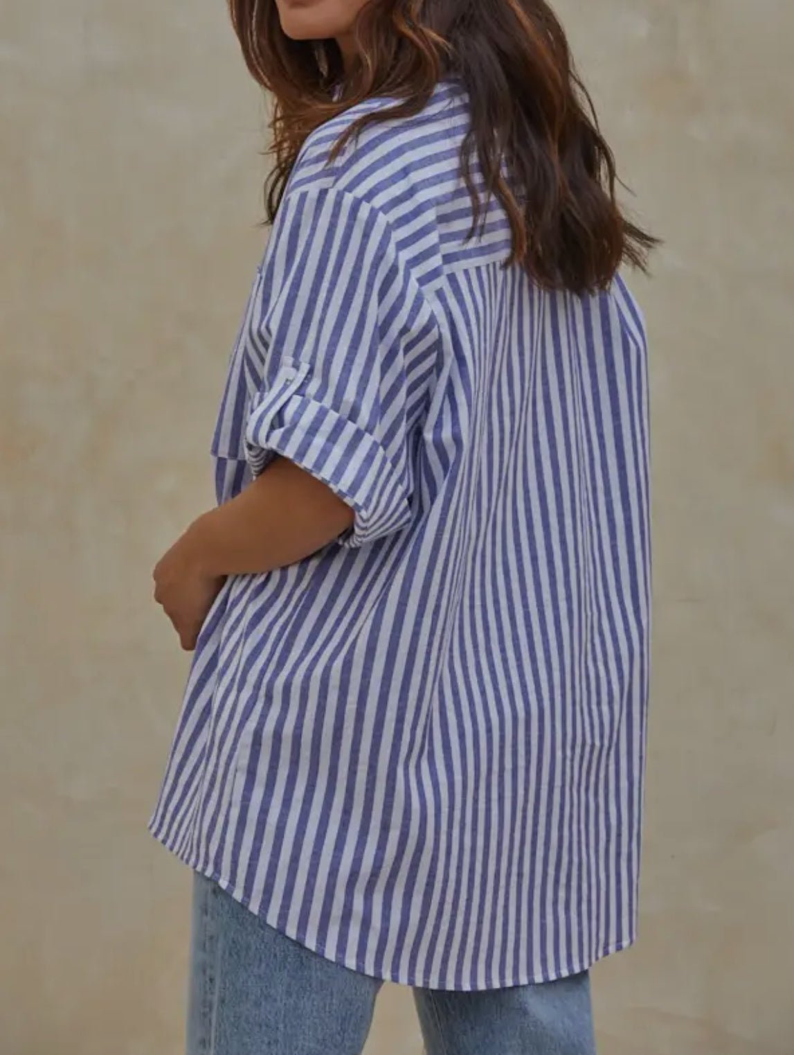 Blue Striped Short Sleeve Top - Harris Boulevard