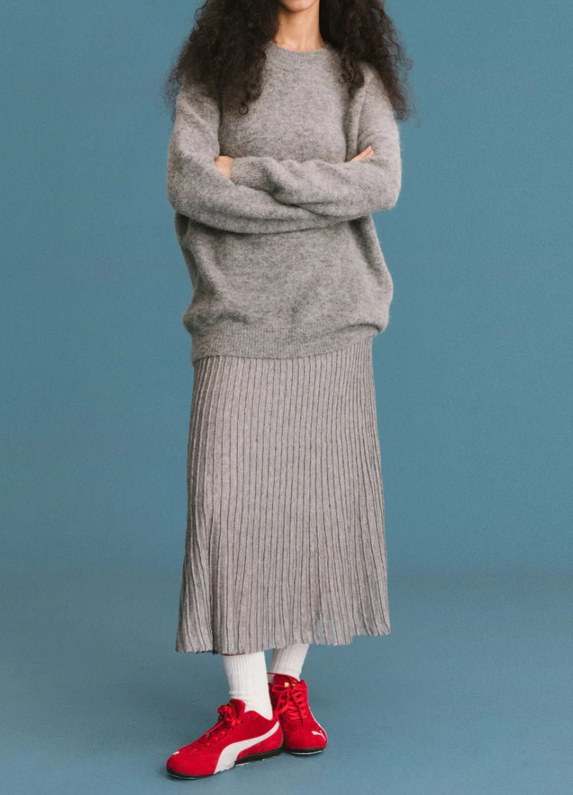 Brushed Alpaca Sweater - Gray - harris boulevard