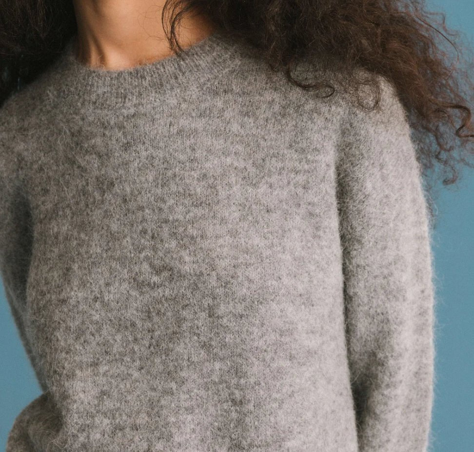 Brushed Alpaca Sweater - Gray - harris boulevard