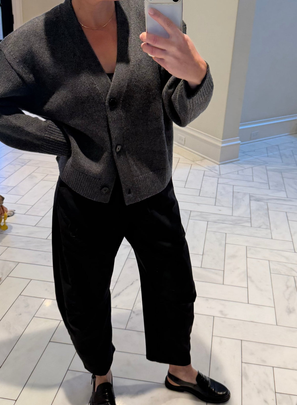 Cashmere Cardigan - Charcoal - harris boulevard