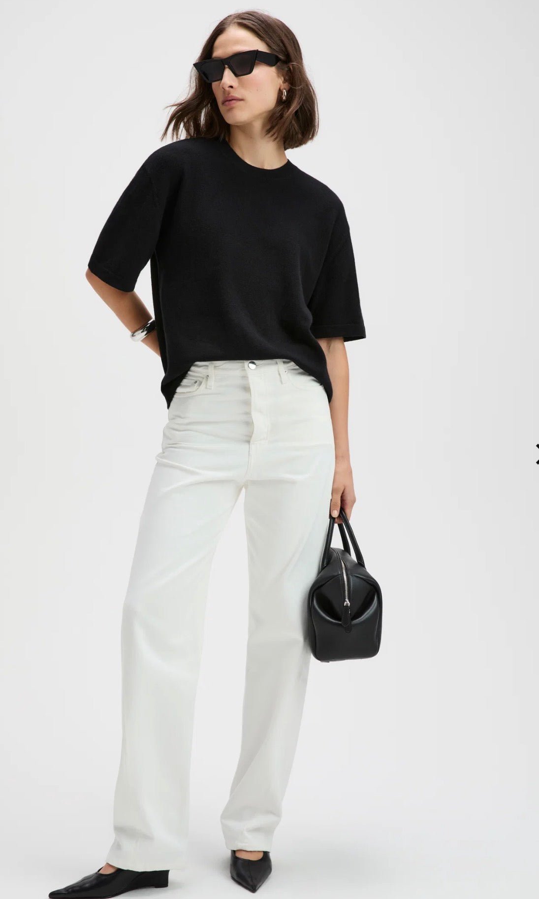 Cashmere Oversized Tee - Black - harris boulevard