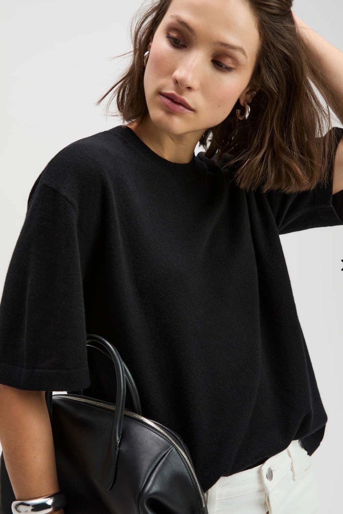 Cashmere Oversized Tee - Black - harris boulevard