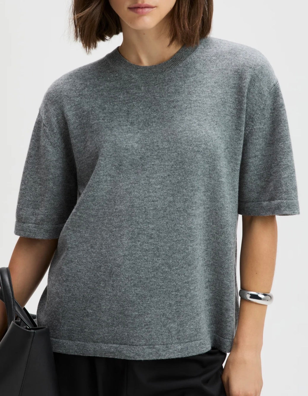 Cashmere Oversized Tee - Gray - harris boulevard