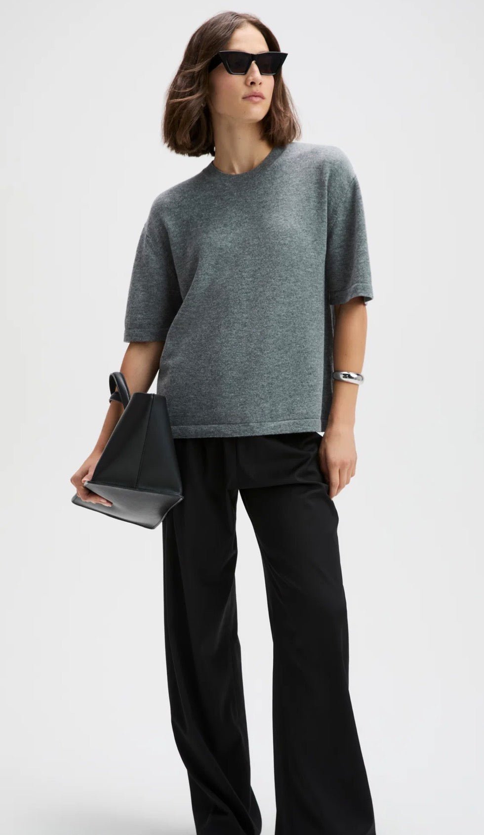 Cashmere Oversized Tee - Gray - harris boulevard