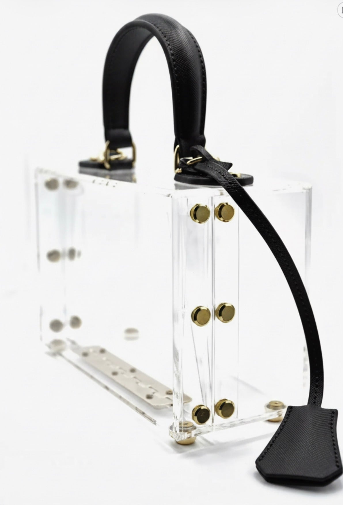 Clear Pillbox Purse - Black Trim - harris boulevard