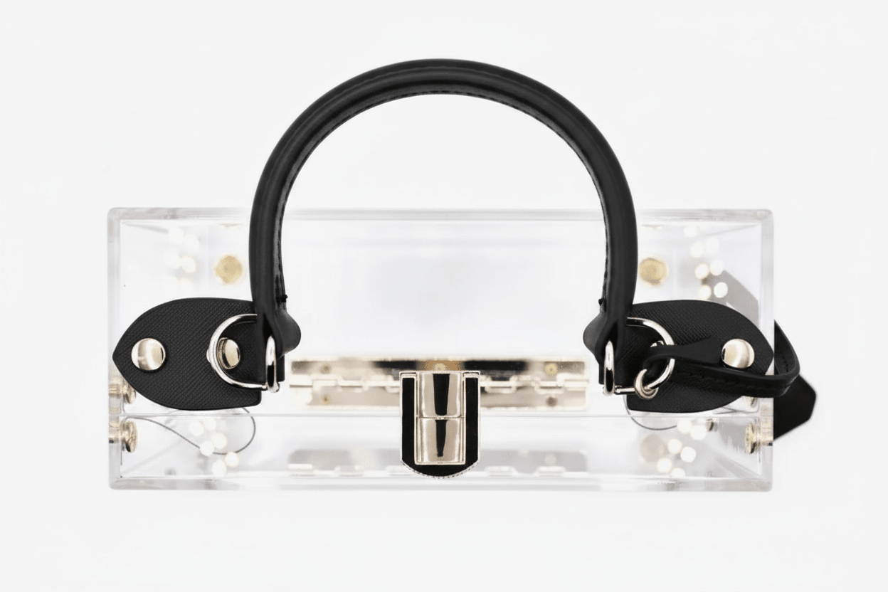 Clear Pillbox Purse - Black Trim - harris boulevard