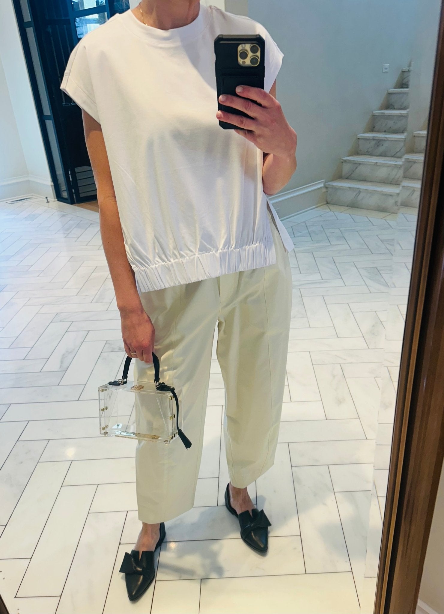 Clear Pillbox Purse - Black Trim - harris boulevard