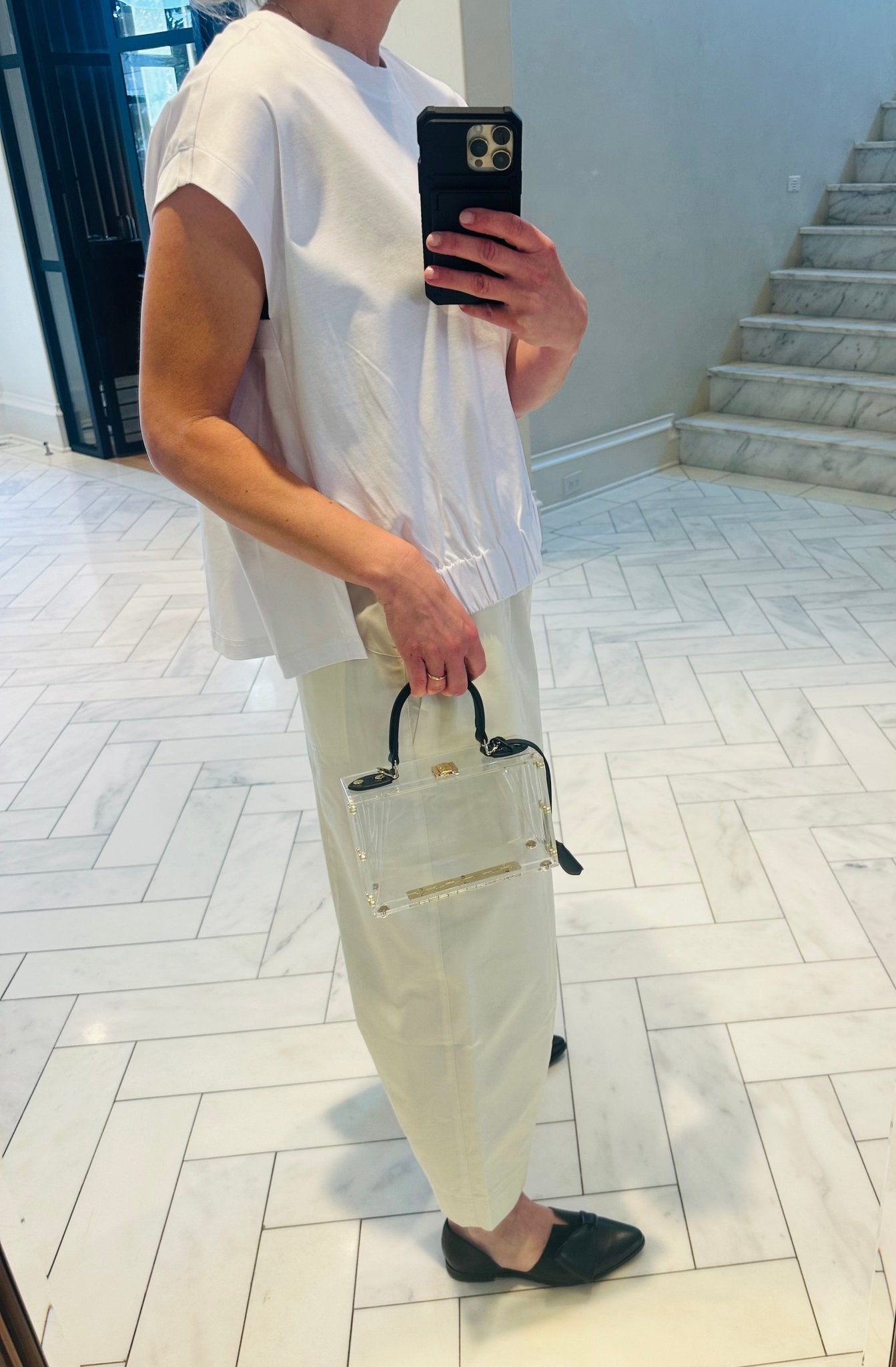 Clear Pillbox Purse - Black Trim - harris boulevard