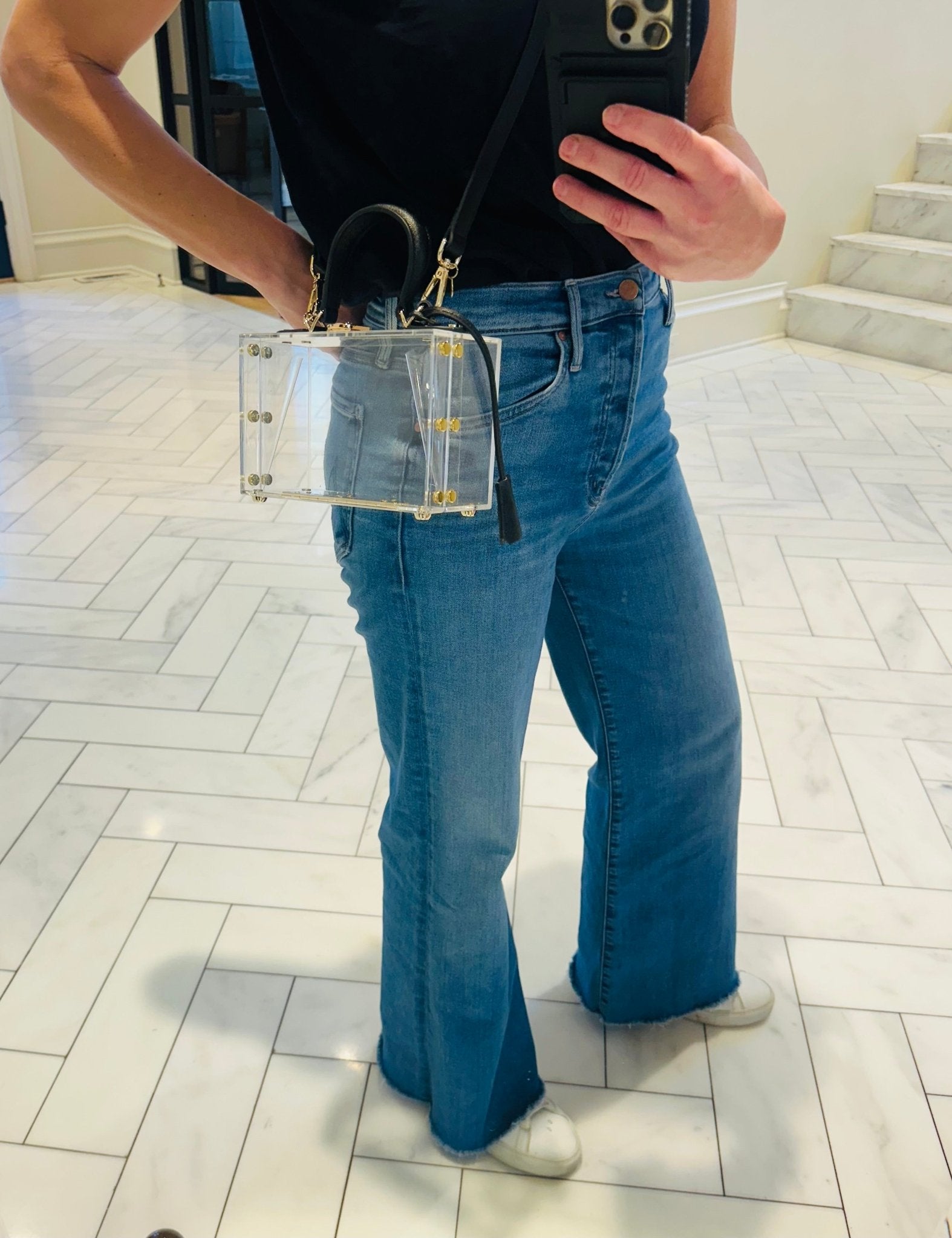 Clear Pillbox Purse - Black Trim - harris boulevard