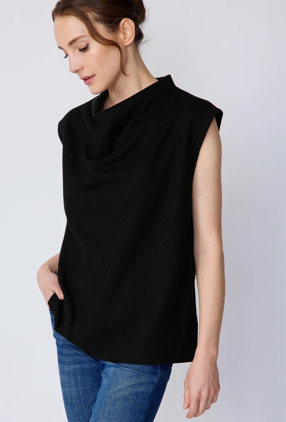Felted Wool Drape Top - harris boulevard