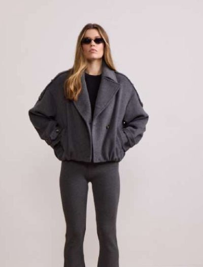 Gray Wool Blend Bomber - harris boulevard