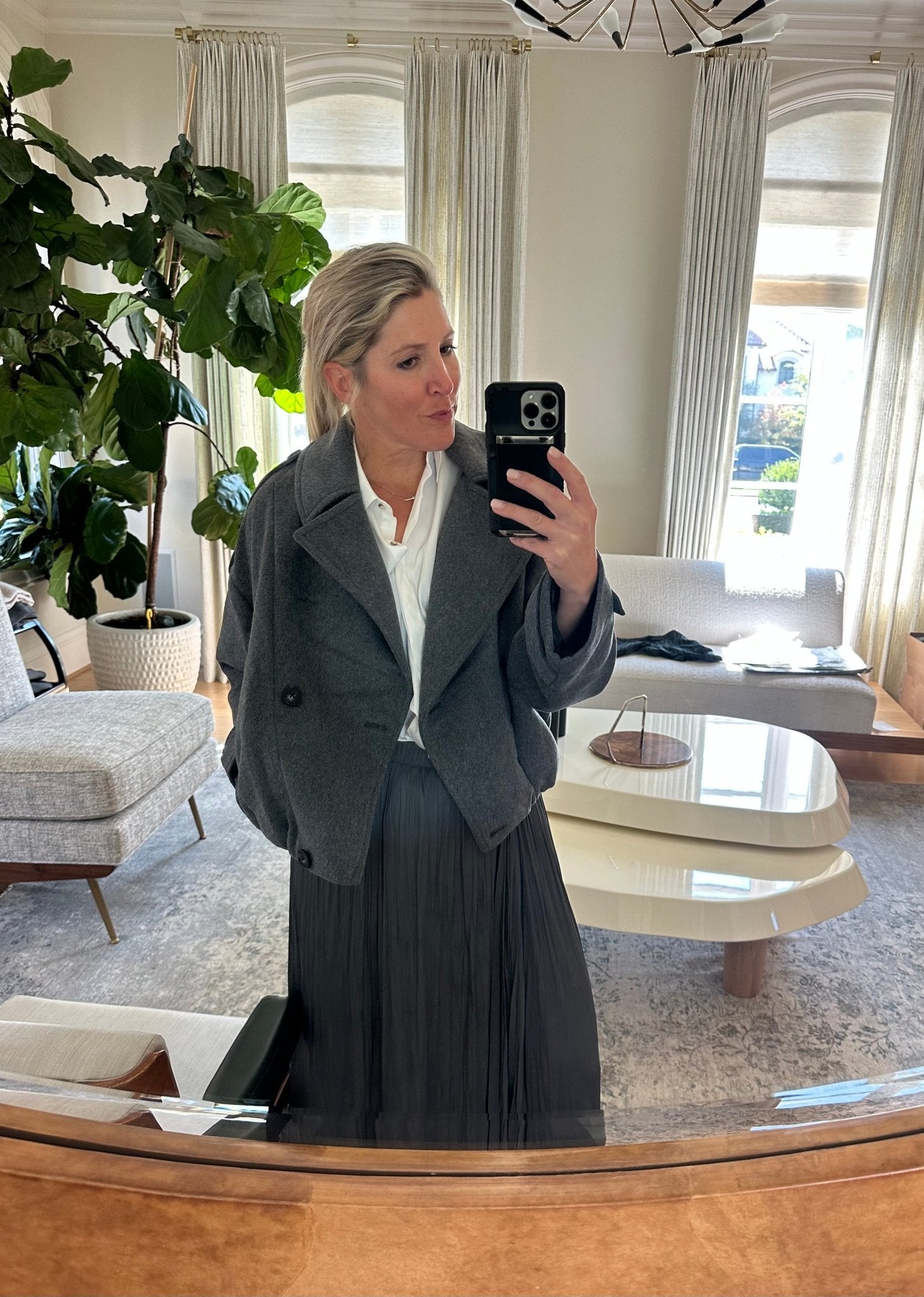 Gray Wool Blend Bomber - harris boulevard