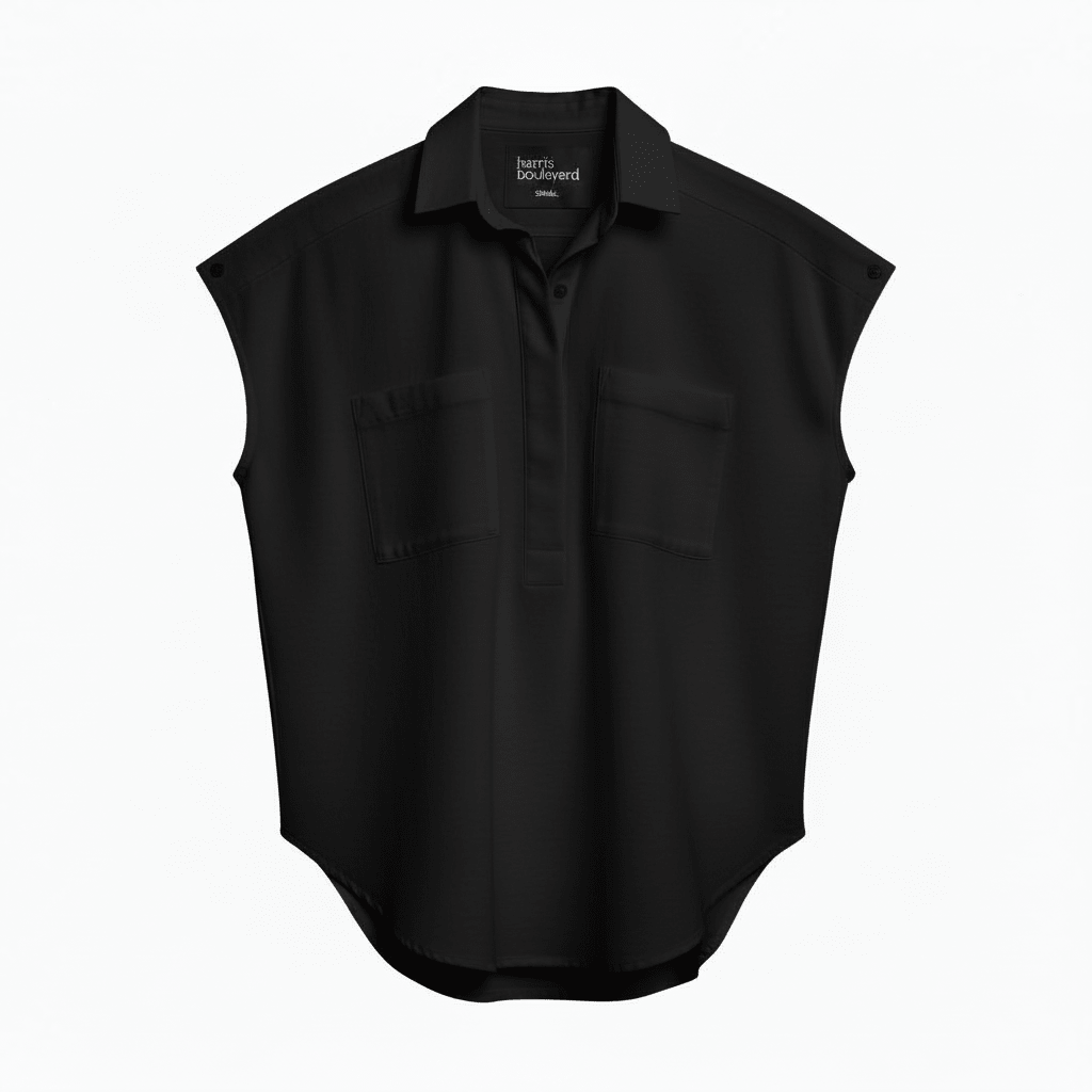 HB Cap Sleeve Woven Black (Ships June 2026) - harris boulevard