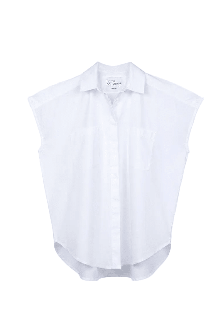 HB Cap Sleeve Woven White - harris boulevard