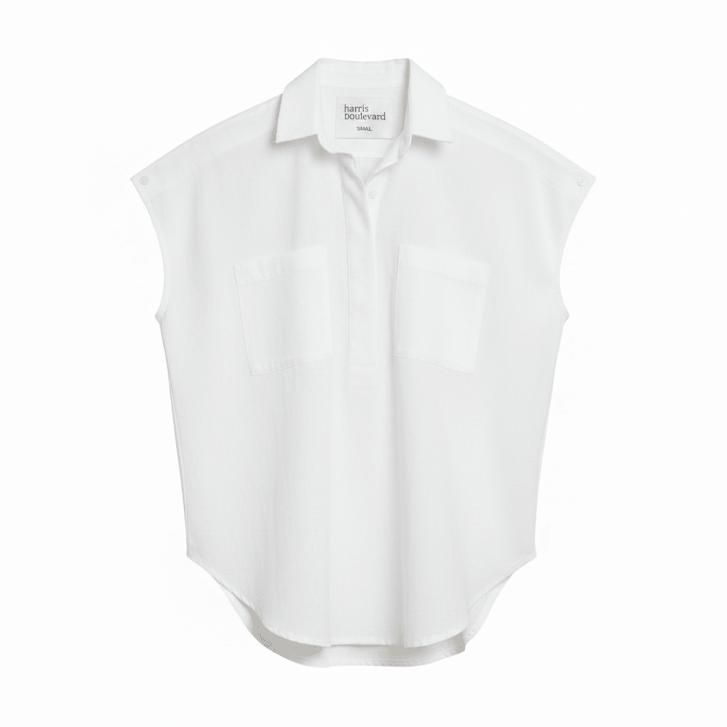 HB Cap Sleeve Woven White (Ships June 2026) - harris boulevard