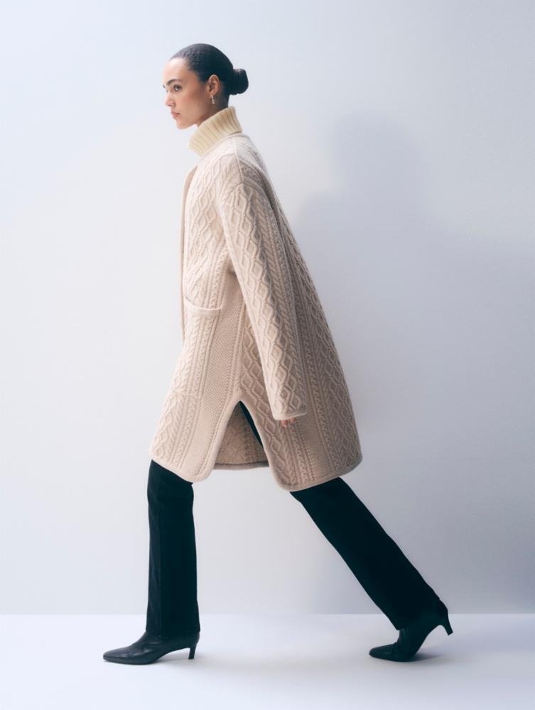 Merino Luxe Cable Coat - harris boulevard