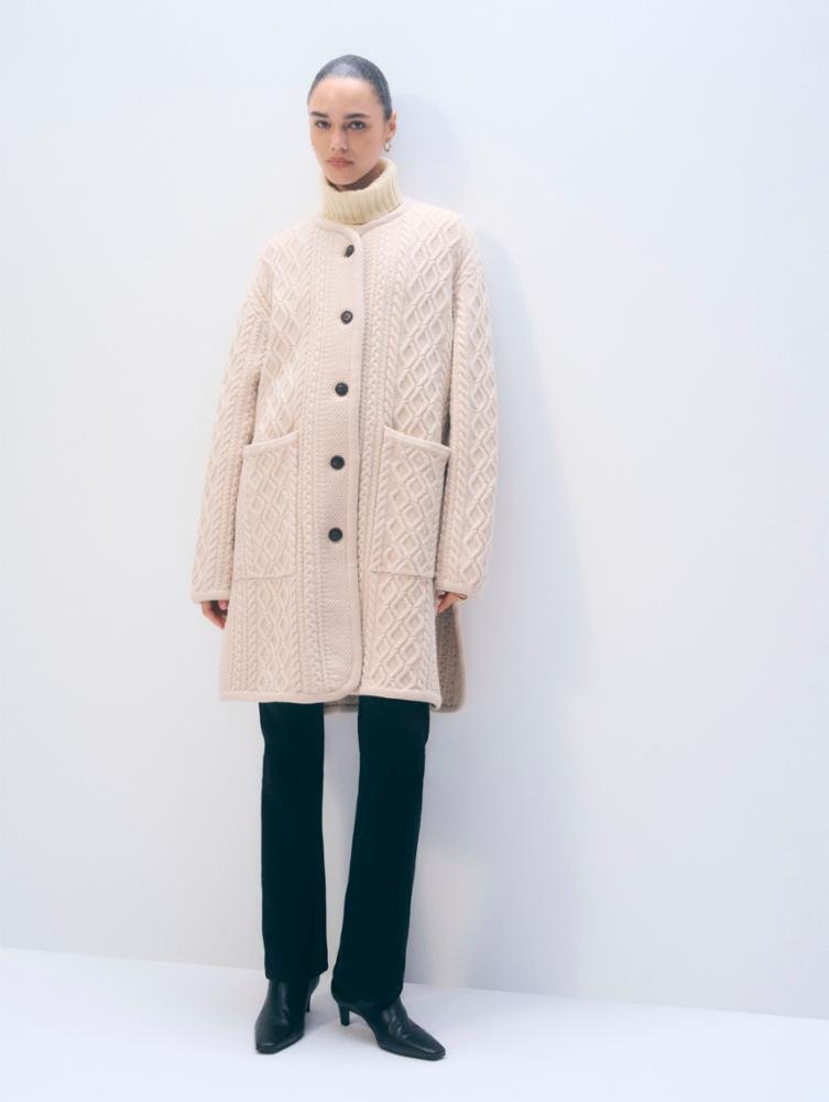 Merino Luxe Cable Coat - harris boulevard