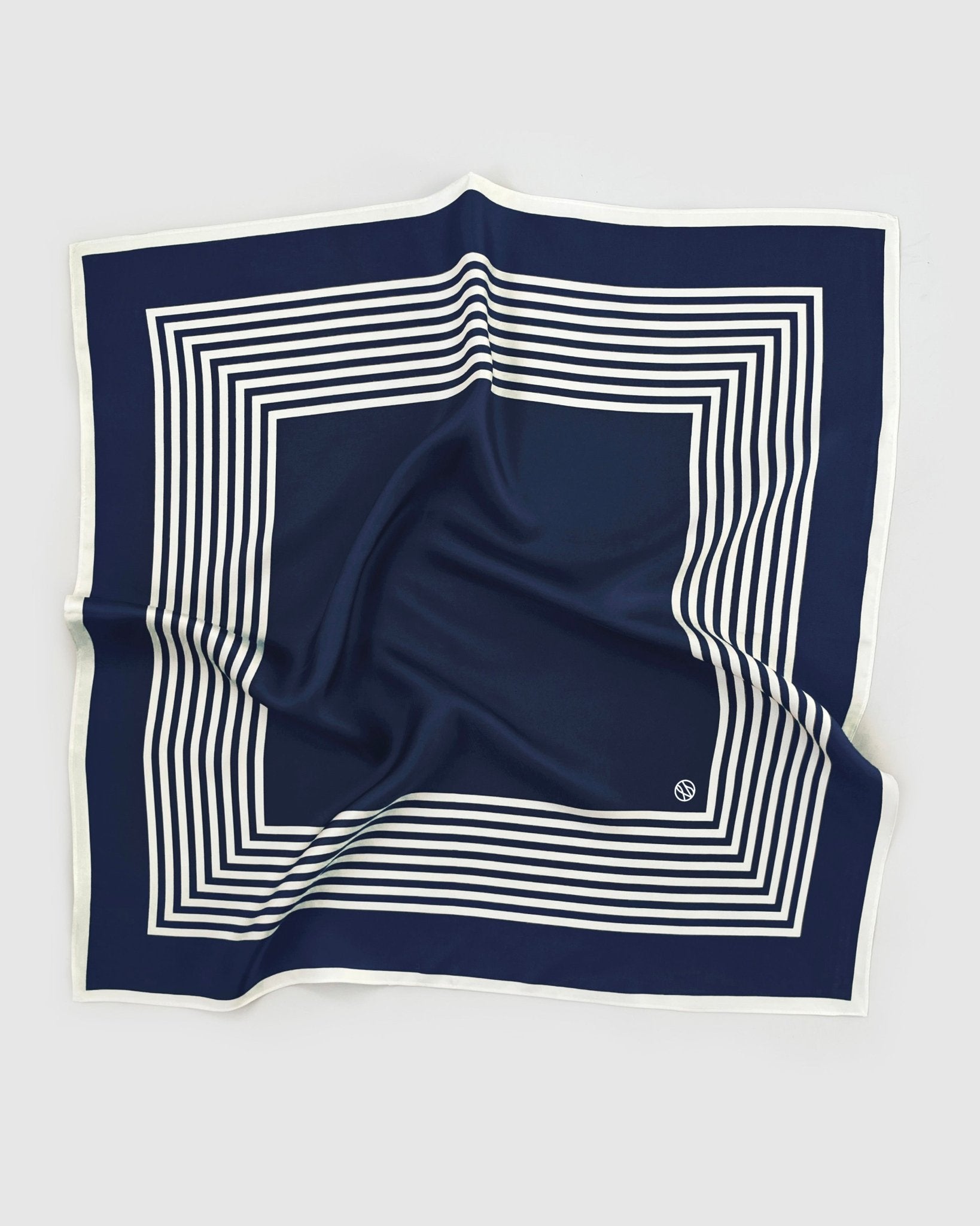 Navy and White Silk Scarf - harris boulevard