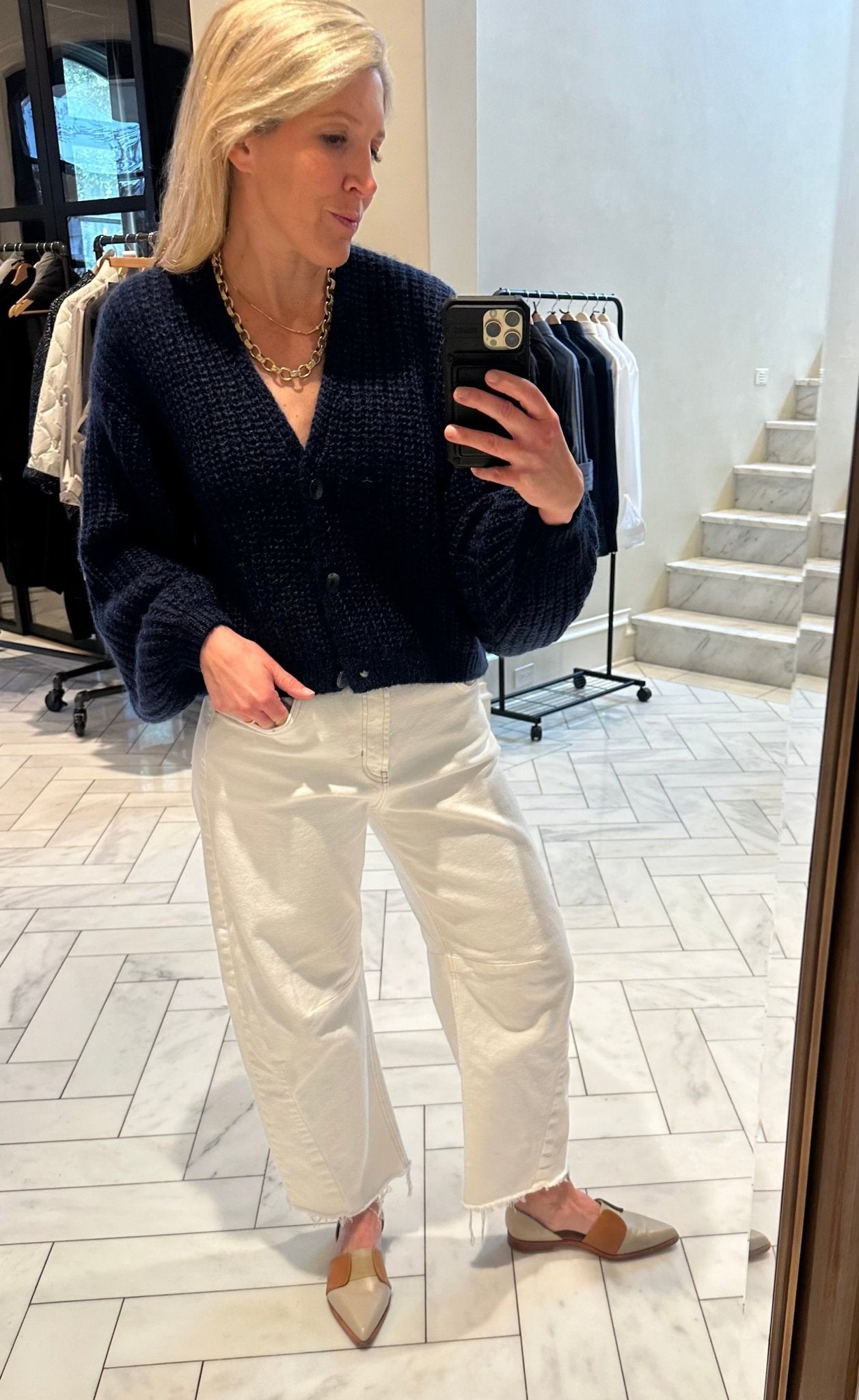 Navy Mohair Luxe Cardigan - harris boulevard