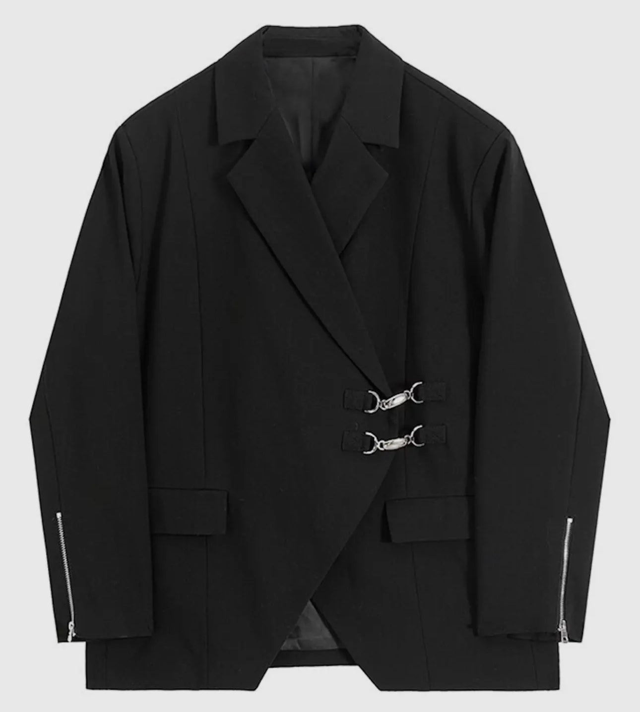 Oversized Blazer with Buckle - harris boulevard