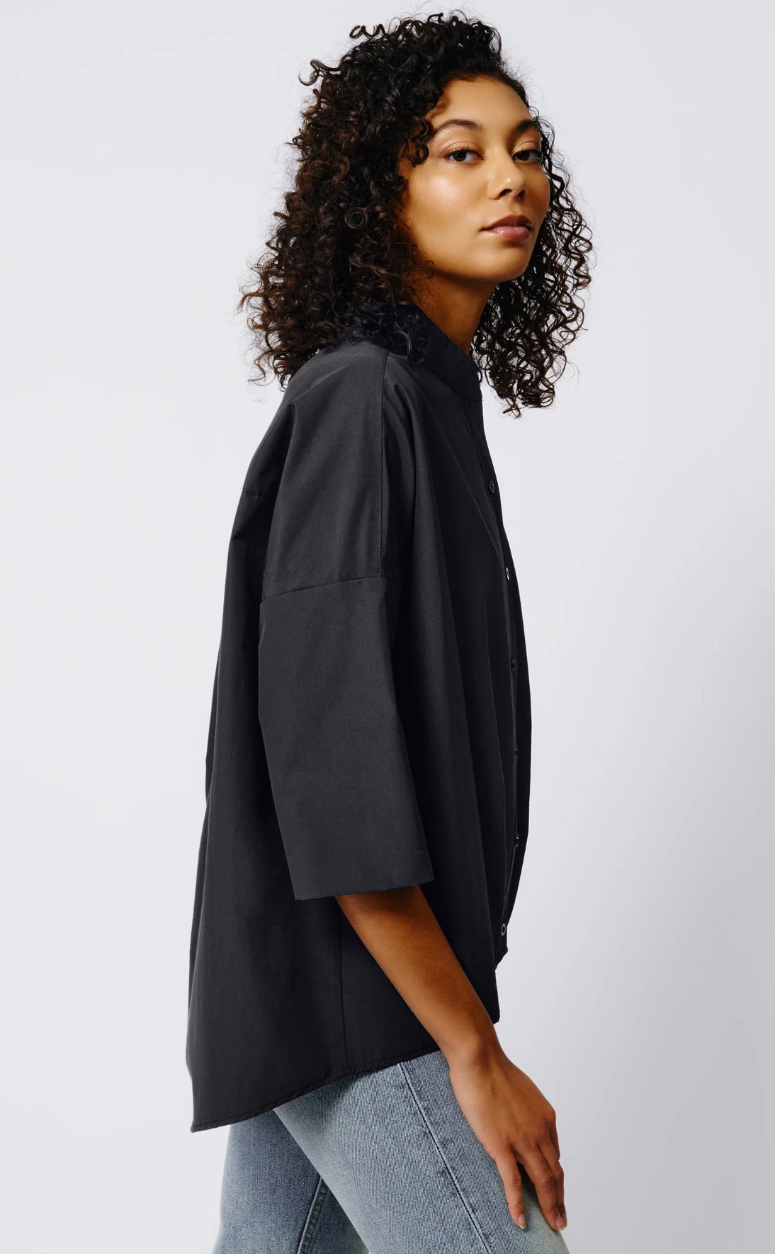 Pleat Hem Kimono Top - Black - harris boulevard