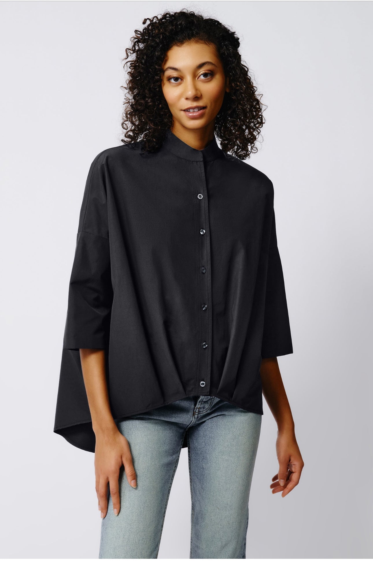 Pleat Hem Kimono Top - Black - harris boulevard