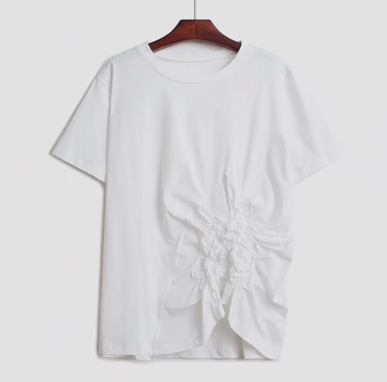 Ruched White Tee - harris boulevard