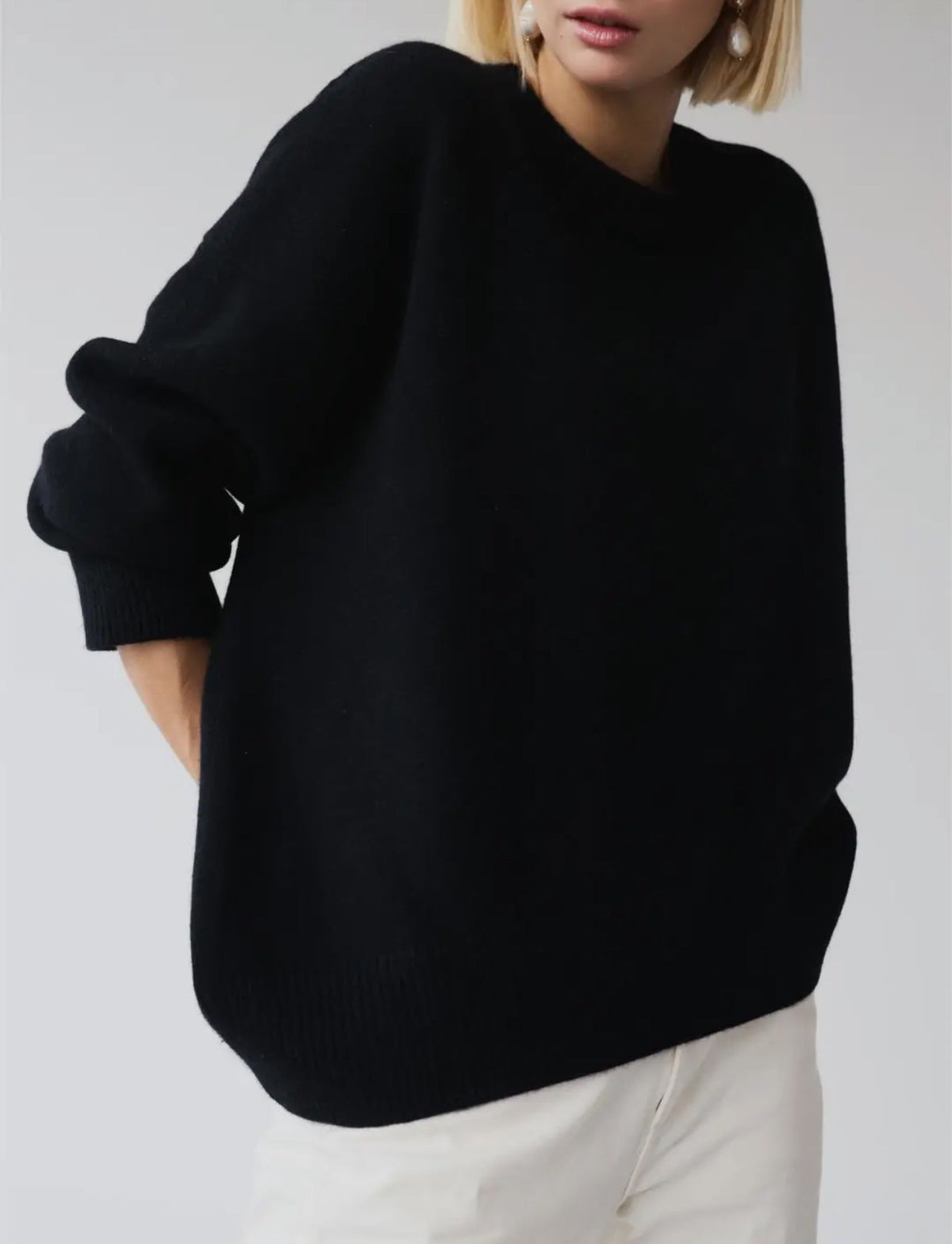 Soft Oversized Crew Neck Sweater - harris boulevard