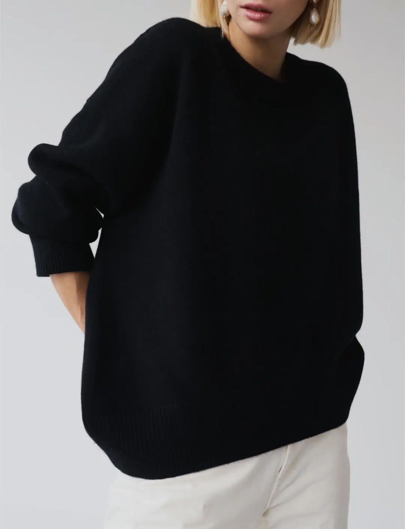 Soft Oversized Crew Neck Sweater - harris boulevard