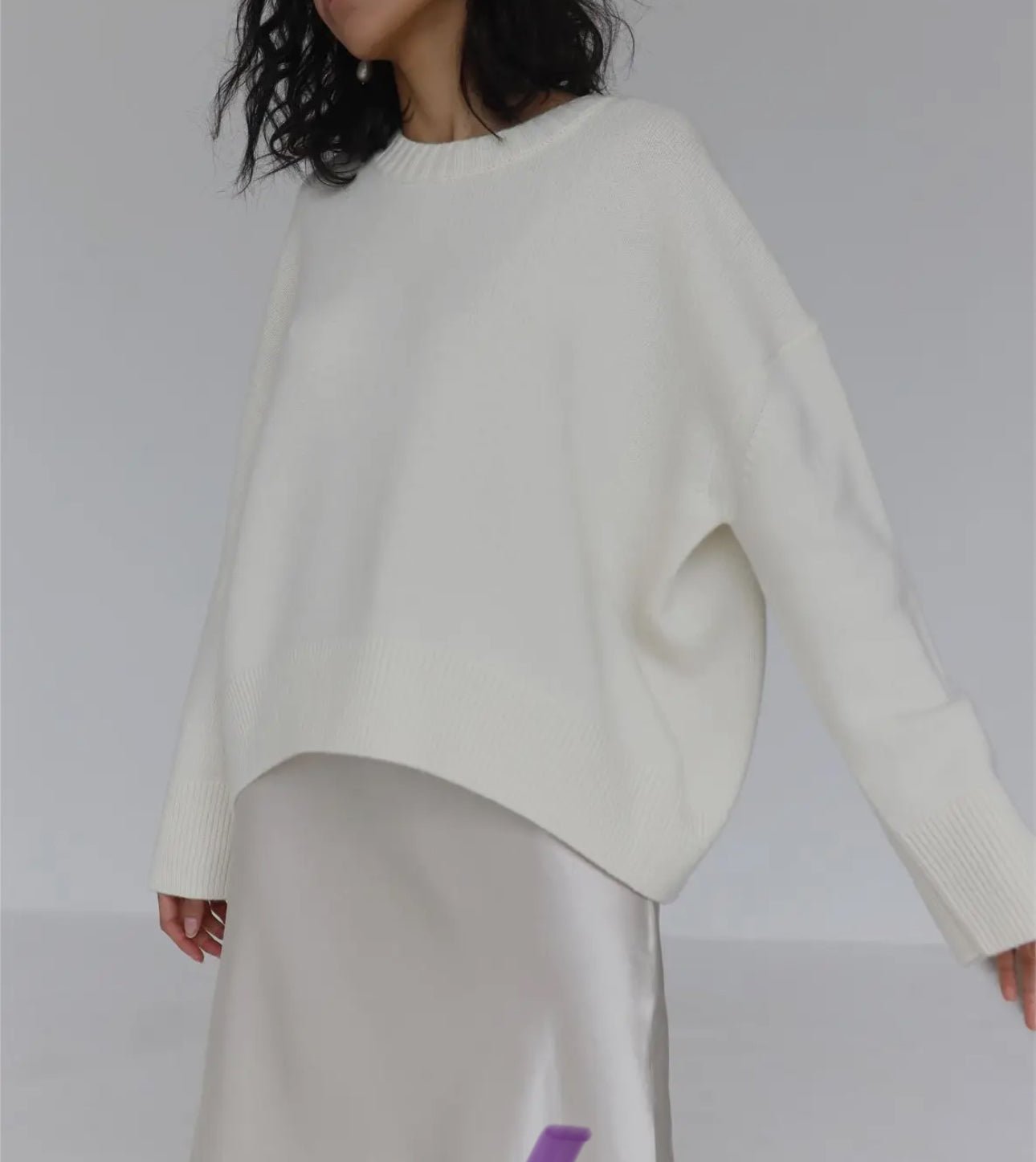 Soft Oversized Crew Neck Sweater - harris boulevard