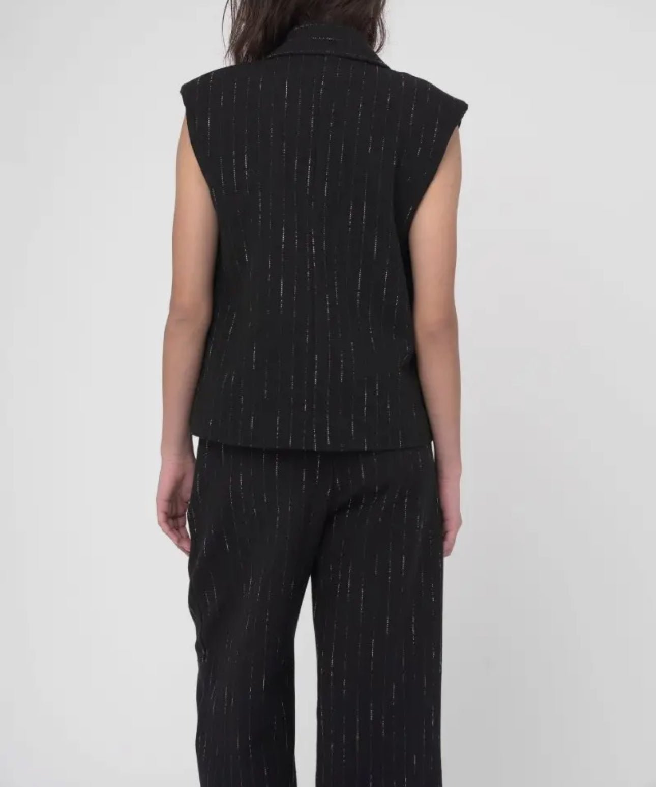 Striped Blazer Vest - harris boulevard
