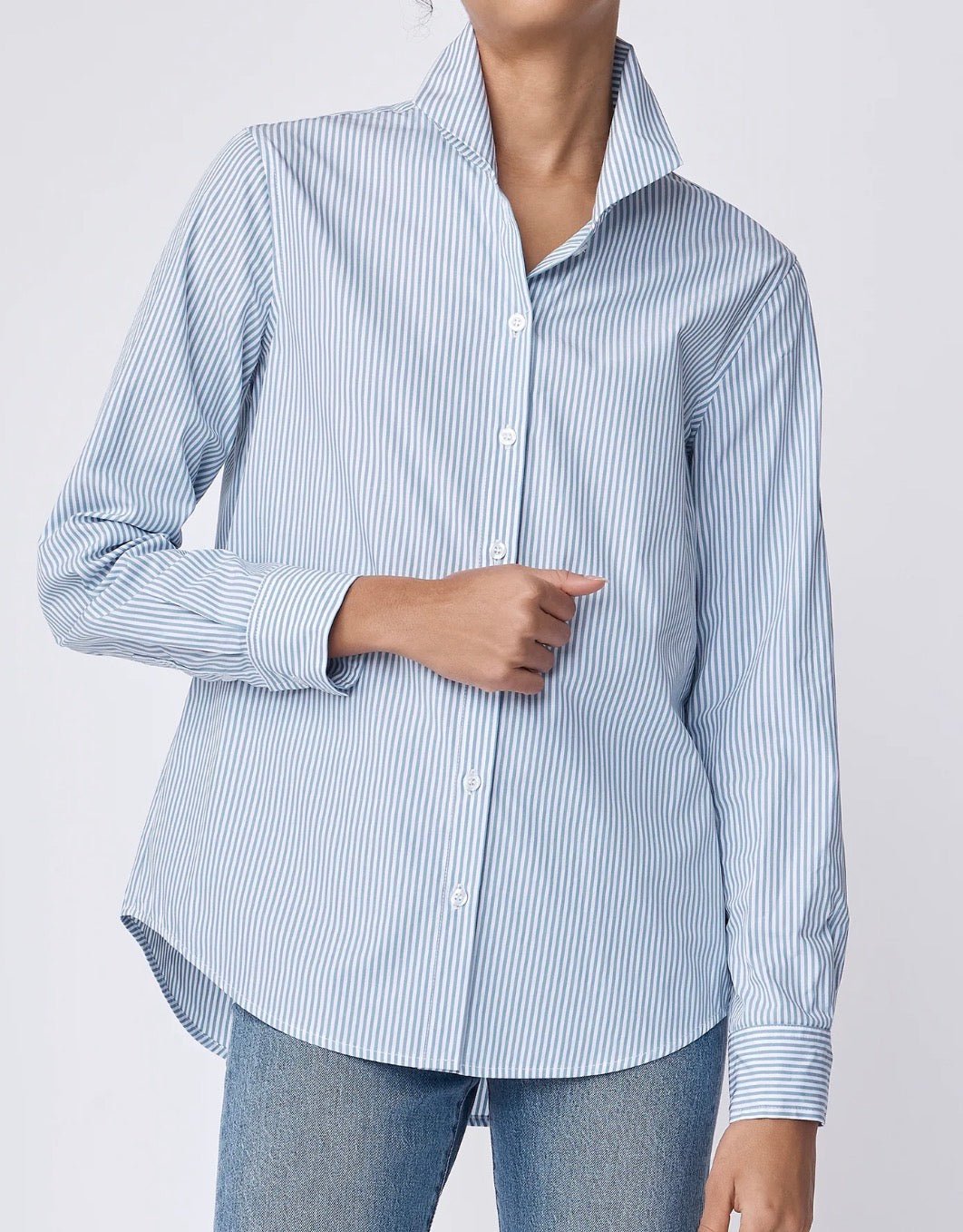 Striped Box Pleat Ginna Shirt - harris boulevard