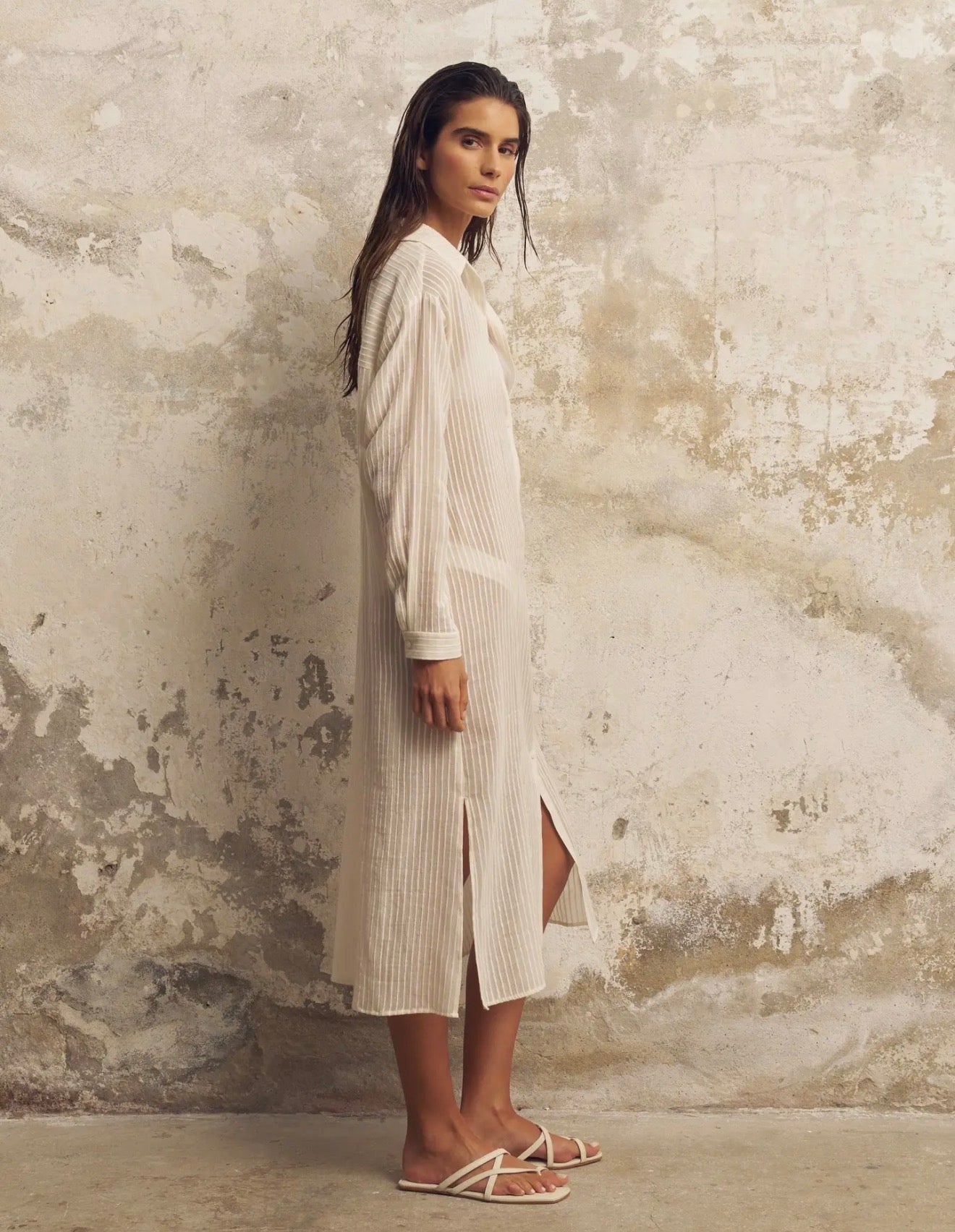 Voyage Shirt Dress - White Stripe - harris boulevard