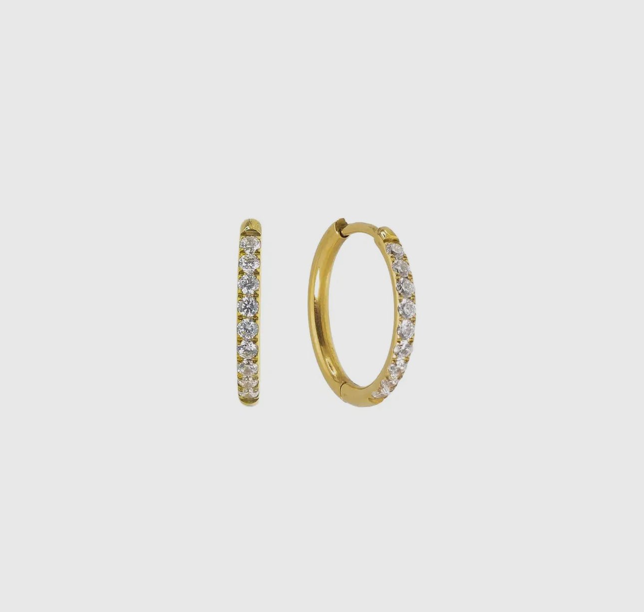 Waterproof Gold Diamond Hoops - harris boulevard