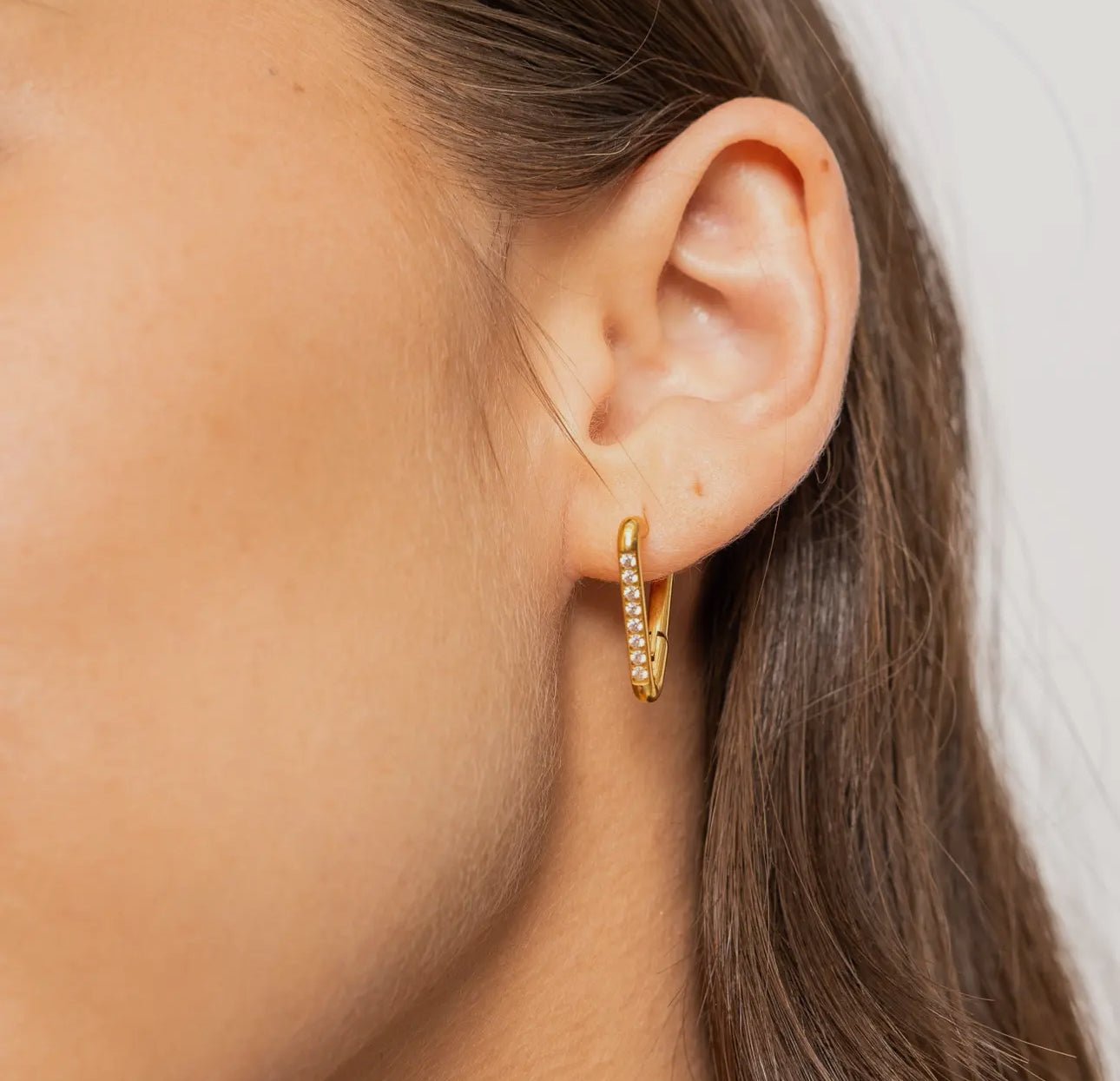 Waterproof Gold Triangle Diamond Earrings - harris boulevard