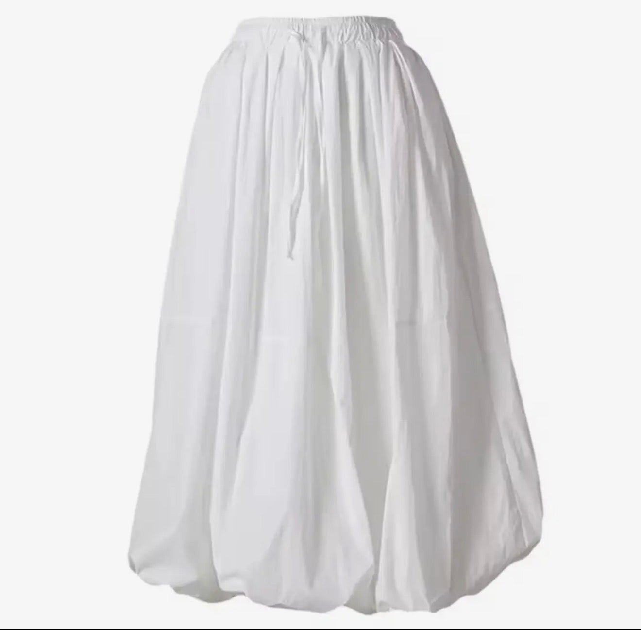 White Drawstring Bubble Skirt - harris boulevard