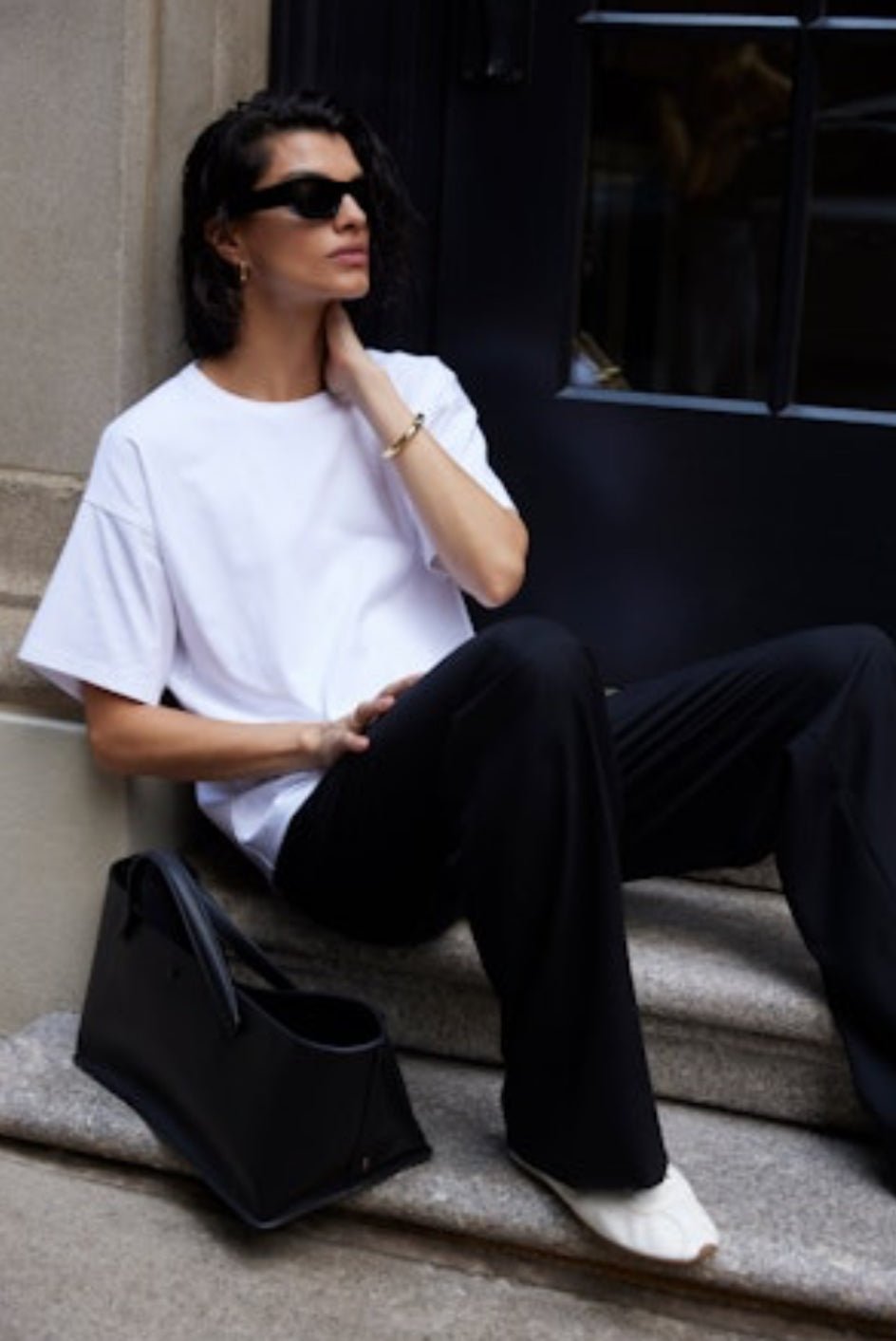 White Oversized Tee by Sold Out - harris boulevard