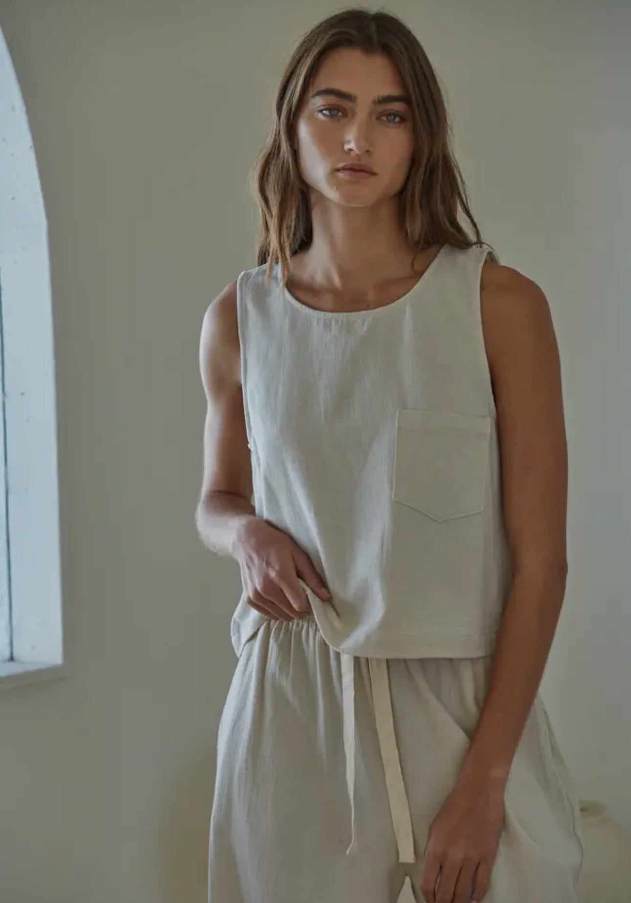 Woven Cotton Linen Sleeveless Tank - Harris Boulevard